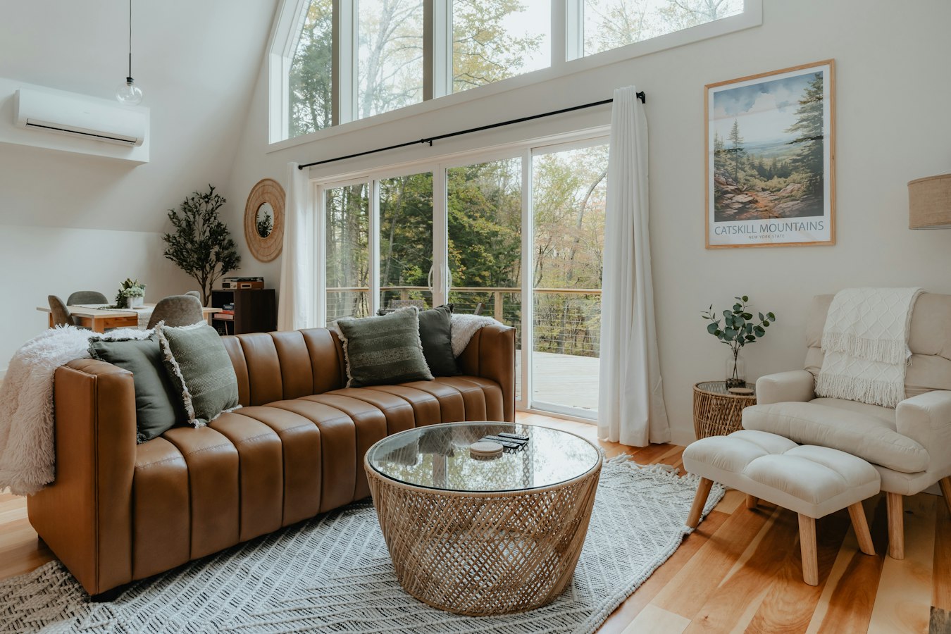 Neat short-term rental living room ready for guest check-in